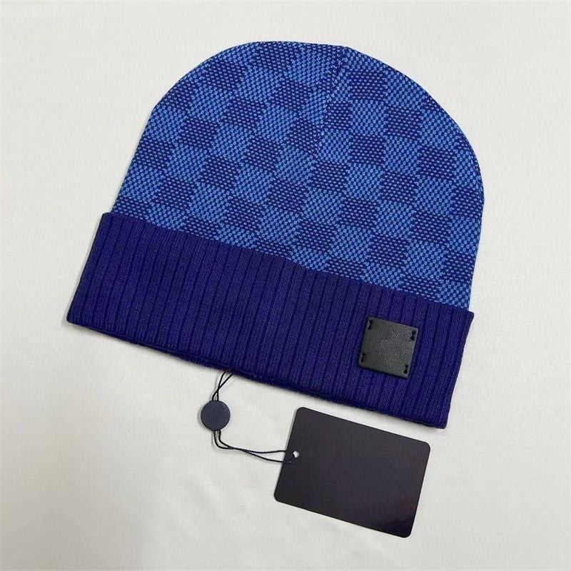 Plaid Beanie Designer Hats for Men Knitted Bonnets Winter Hat Fall Thermal Skull Cap Casual Travel Classical Beanies Black Grey Keep Warm Z018