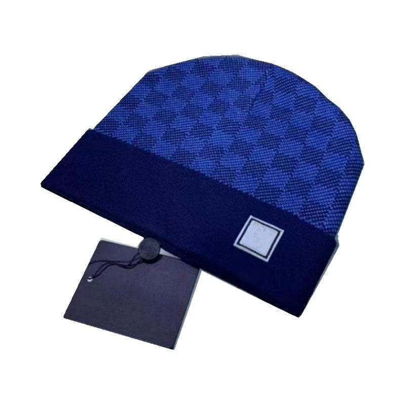 Plaid Beanie Designer Hats for Men Knitted Bonnets Winter Hat Fall Thermal Skull Cap Casual Travel Classical Beanies Black Grey Keep Warm Z018